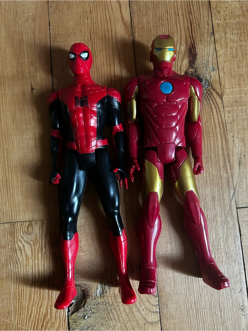 Spider-man and iron man figures